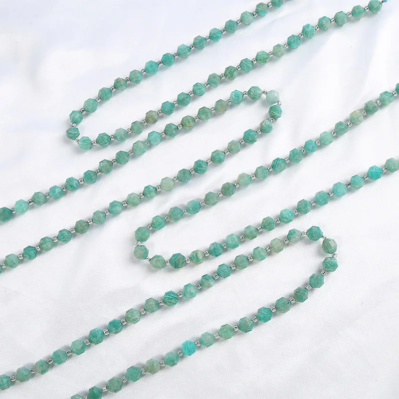 Natural Amazonite Olive Faceted Beads Jewelry Accessories Loose Beads For Jewelry Making DIY Beaded Handmade Bracelets