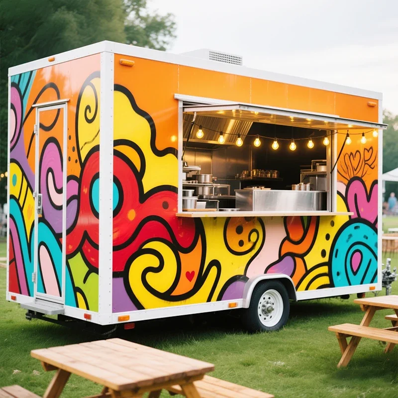 Camioncino Ristorante Personalizzato Carrello Mobile per Hamburger - immagine 4