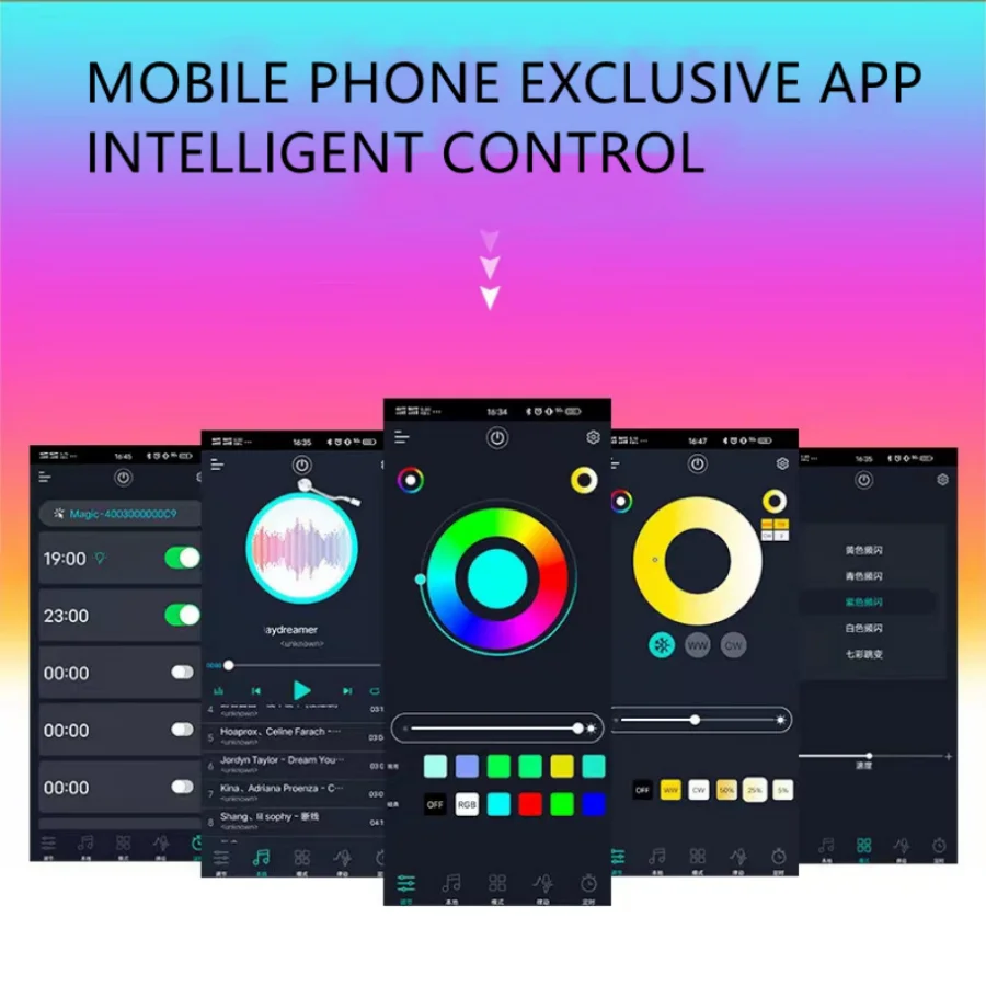 Smart Led Light Bulbs Smart Led Lights LED E27 Wireless App Bluetooth Smart Bulb Tuya APP Control Dimmable 15W RGB+CW+WW LED Color Change Lamp Compatible IOS/Android