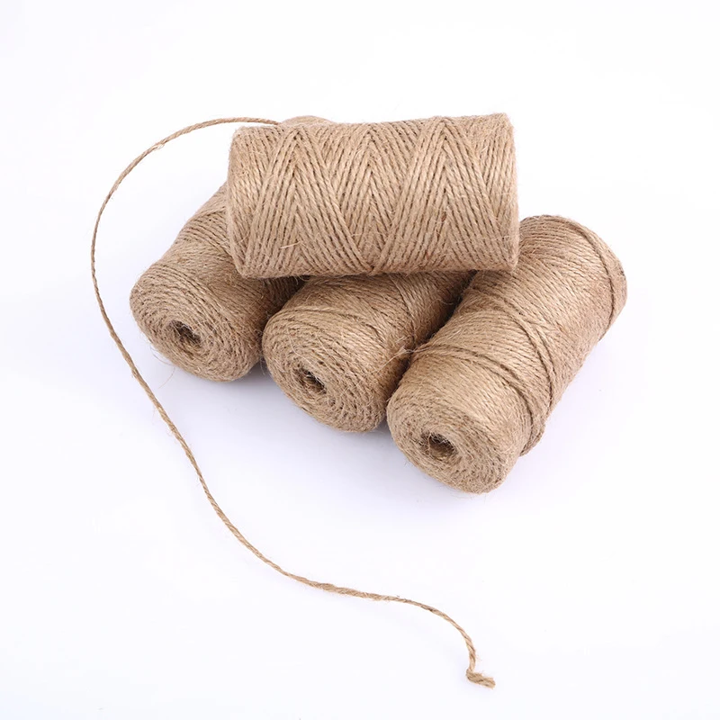 Jute Rope 100M 1mm 2mm 3mm Natural Burlap Hessian Jute Twine Cord Hemp Rope String Gift Packing Christmas Event Party Supplies