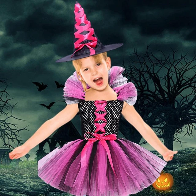 Disfraces de Halloween para niños de 0 a 8 años, vestido de princesa, falda  de bruja