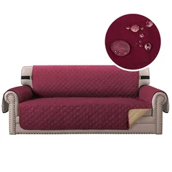 Waterproof Quilted Non - Slip Sofa Cover - Washable & Adjustable Sofa Pad for Living Room Armchairs (S1 - Wine)