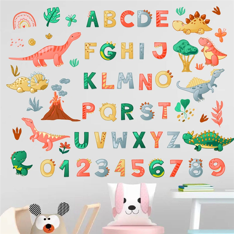 

Наклейки на стену с милыми динозаврами для детской комнаты