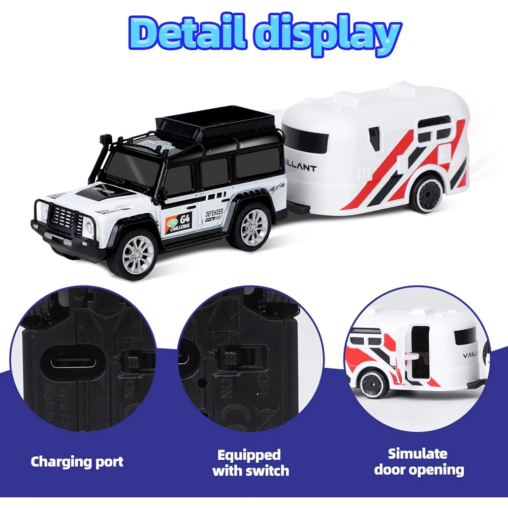 Mini RC Car 2.4Ghz 1:64 Adjustable Speed Mini Alloy Off-Road Remote Control Trailer Vehicle Gift Toys for Kids 3