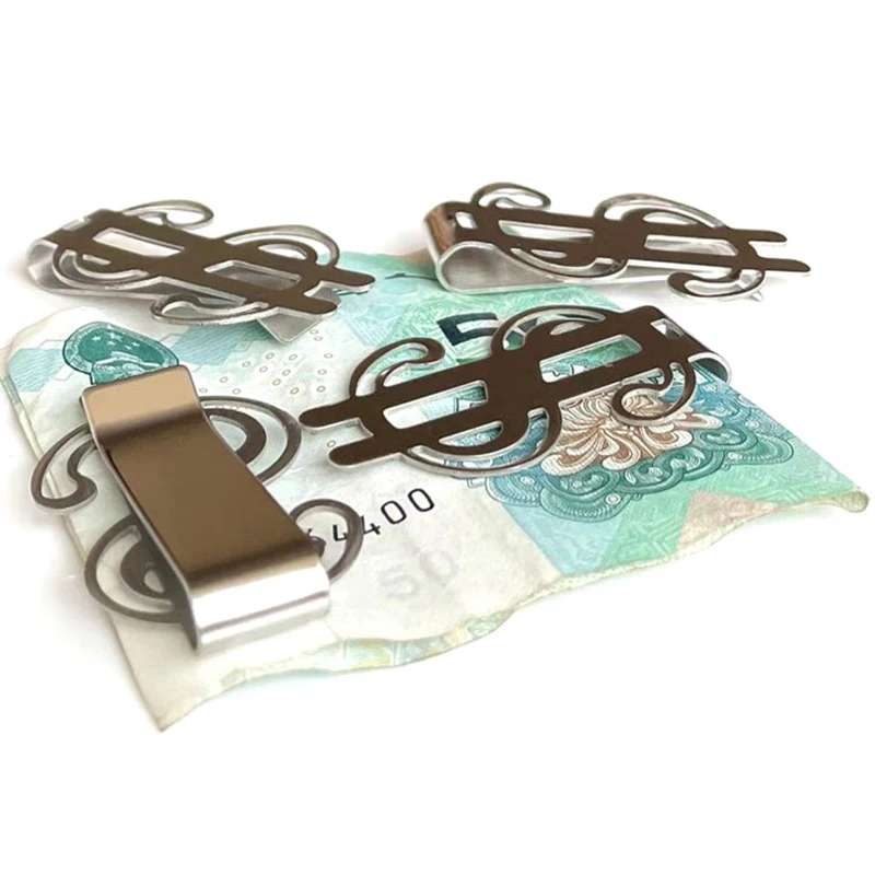Money Clip 1PC Stainless Steel Cash Bills Credit Clip Slim Dollar Design Fashion Coin Banknote Cash Clamp Holder