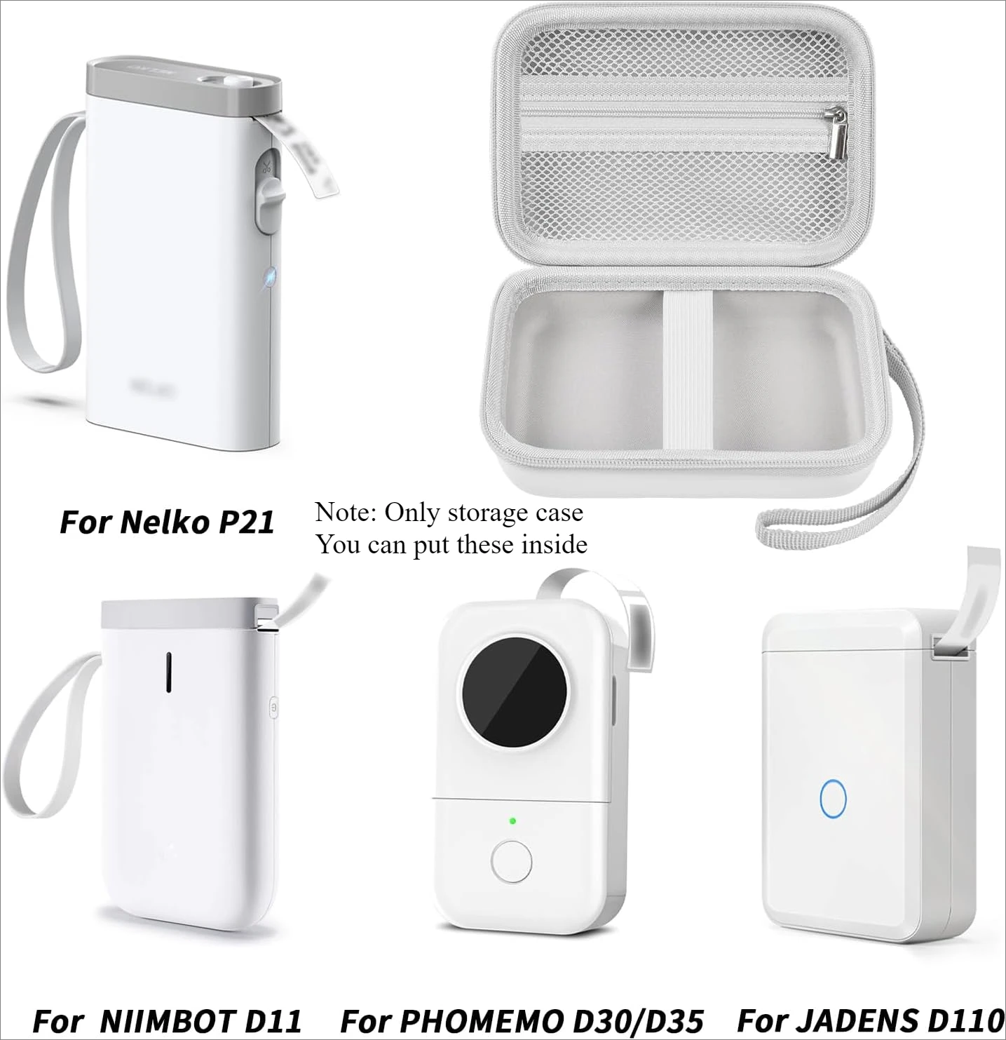 Case Compatible with Nelko P21 for Phomemo D30 D35 Label Maker Machine for JADENS D11 SUPVAN Mini Labeler CASE ONLY