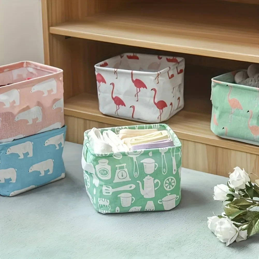 1pc Cotton Linen Fabric Waterproof Desktop Sundries Basket Storage Box Cosmetic Toy Organizer Underwear Socks Clothes Storagebag 3