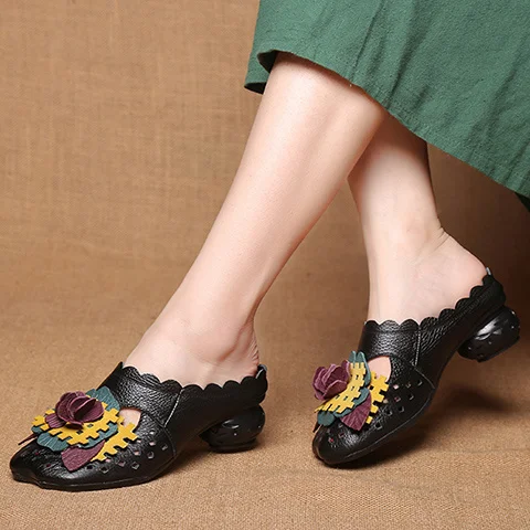 women summer slippers sandals flats hollow design comfortable mules low heels shoes high quality shoes designer loafer