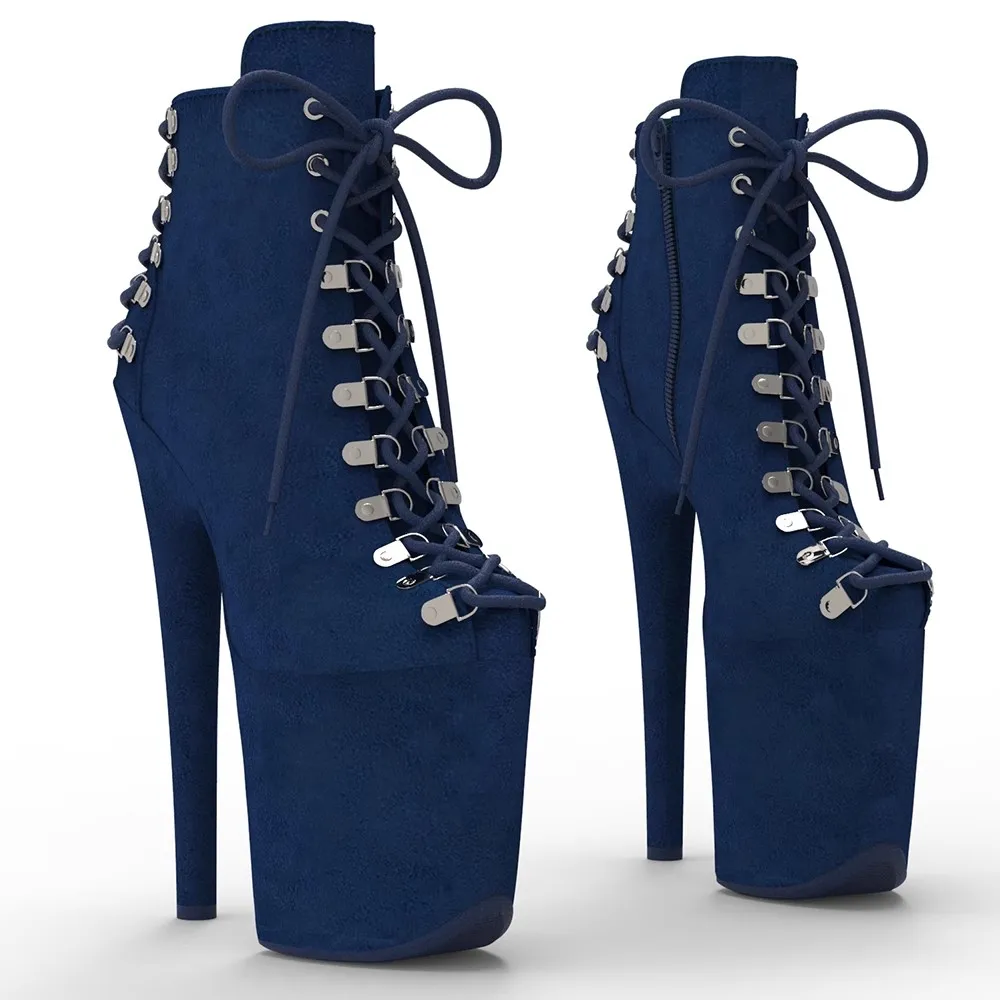 

Привлекательная модель со шнуровкой, Женская замшевая обувь на высоком каблуке 20 см/8 дюймов, ботинки для танцев на шесте, 782
