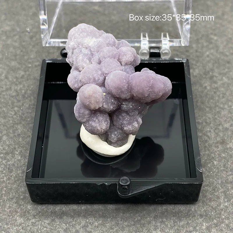 100% Natural Indonesian Purple  Grape agate  Raw Stone Mineral Specimen Healing Crystal Gemstone Collection+Box size:35*35*35mm