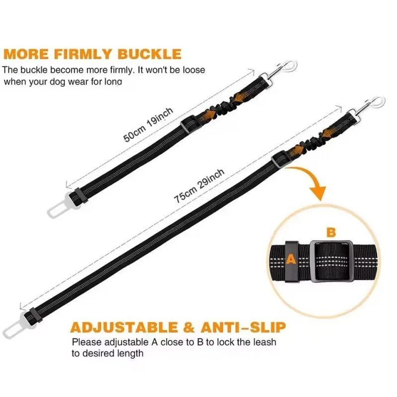 Nylon Dog Seat Belt Adjustable Reflective Durable Car Safety Rope