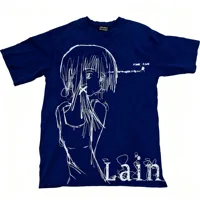 Classique Anime Lain imprimé coton surdimensionné T-shirt hommes femmes à manches courtes rue haute qualité Style de rue femme mâle vêtements 3