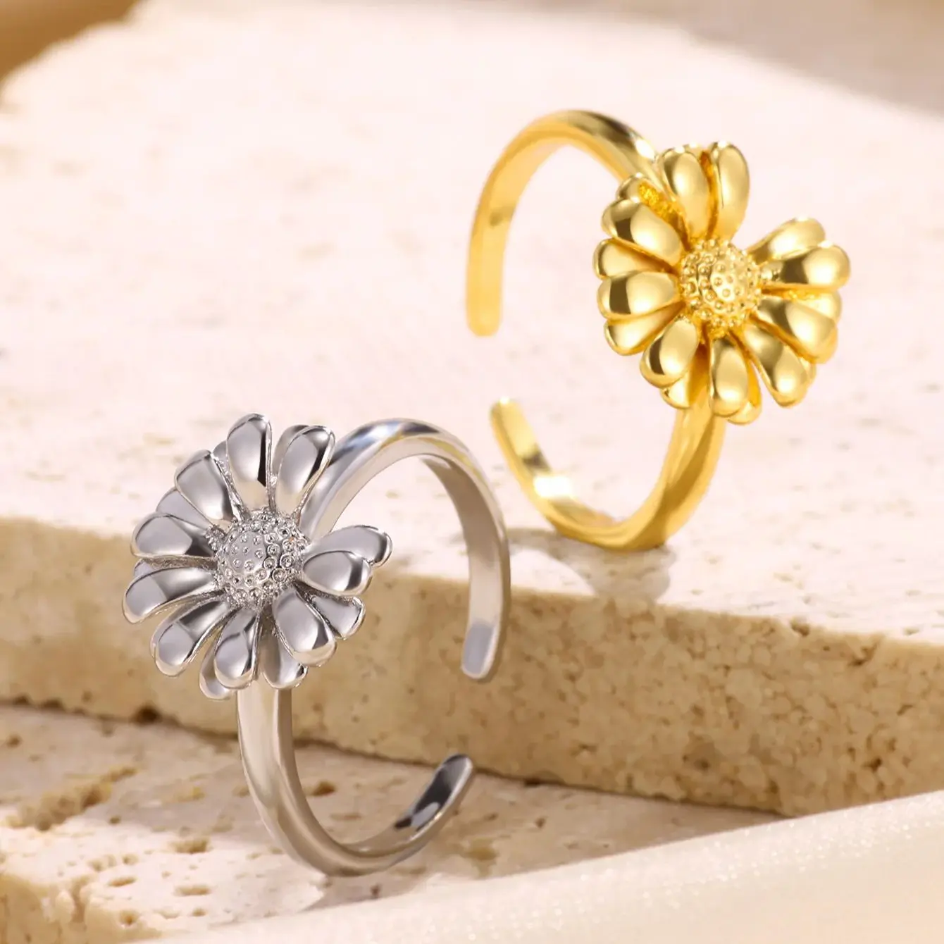 Fashion Daisy Rings Gold Opening Daisy Flower Ring