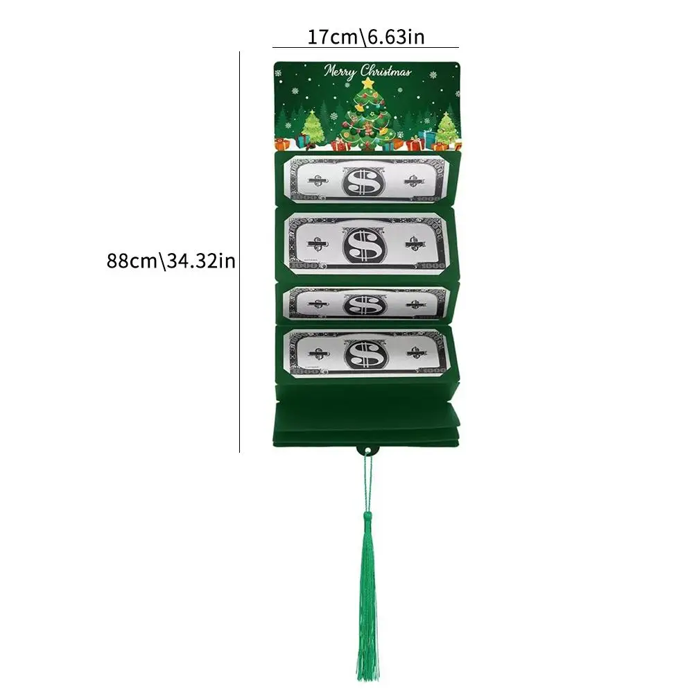 NEW 2026 Christmas Santa Claus Xmas Tree Folding Banknote Card Envelope 10 Slot Decor Festive & Party Supplies