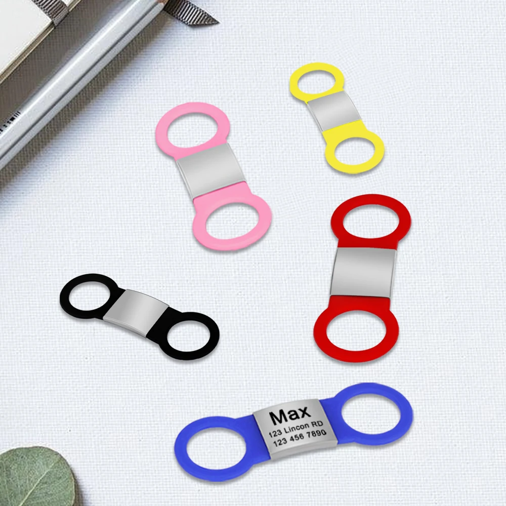 Pet Id Tags Nameplate Engraved Id Tag Dog Cat Collar Stainless Personalized Silicone Customize Anti-lost Accessory Pet Collar Dog Collar Tags
