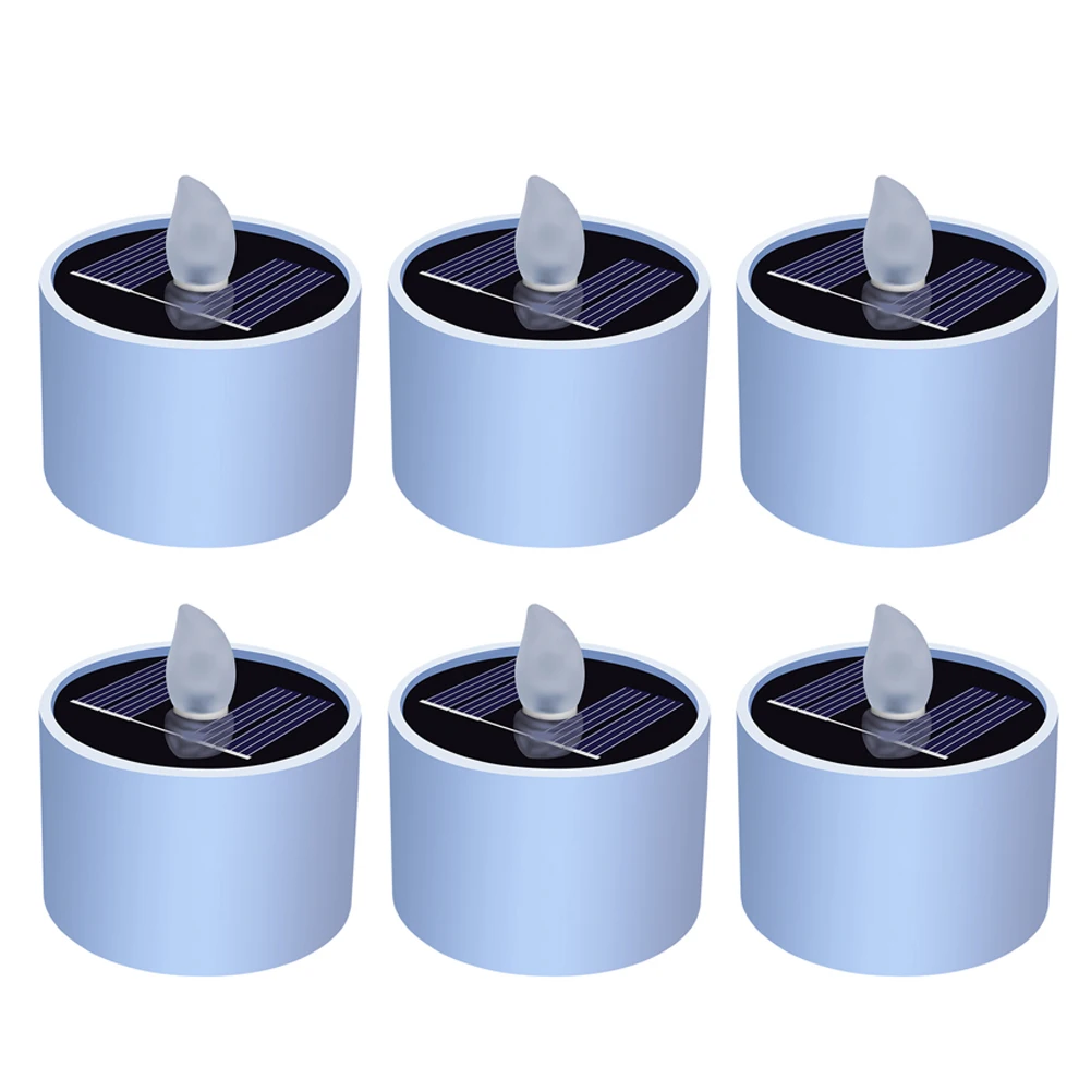 6pcs LED Solar Lamp Waterproof Simulated Candle. Decorative Lights Manual Switch Battery Powered for Home Garden 1