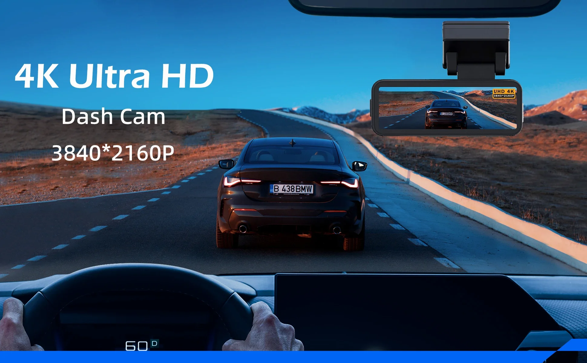 Description Picture 2 of item4K 3840*2160P Dash Cam with GPS Logger & Wifi, 24H Parking Mode, Ultra HD Vehicle Dashcam, Car Road Camera History Tracker