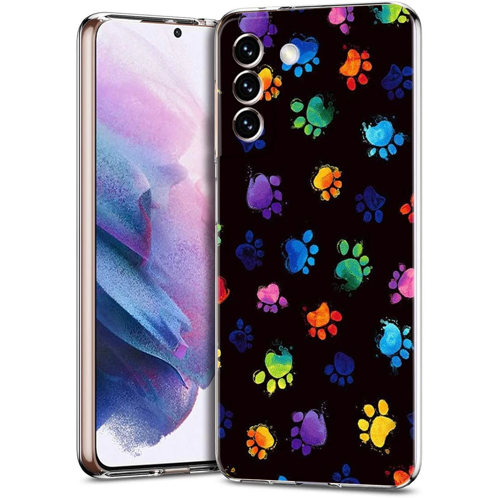 Hund Fußabdruck Pfote süße Handyhülle für Samsung Galaxy S23 S20 FE S22 S21 Ultra M21 M22 M32 S10 S10E S9 S8 Plus transparente Hülle – Detail 5
