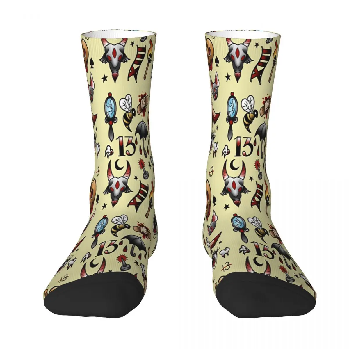 

Tattoo Flash Sheet Halloween Tattoo Sock Socks Men Women Polyester Stockings Customizable Hip Hop