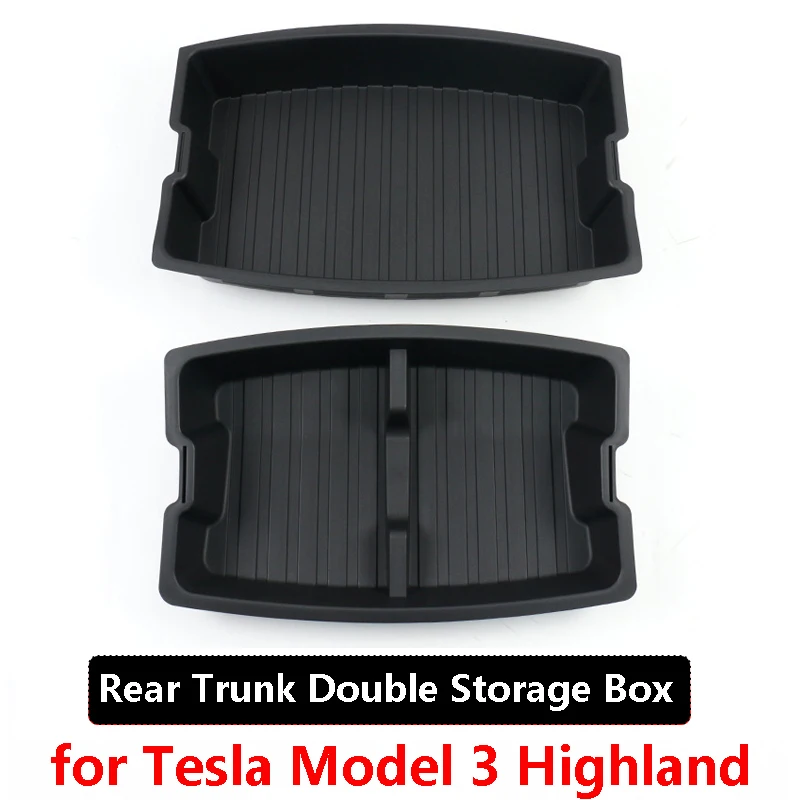 for Tesla Model 3 Highland 2024 Rear Front Trunk Storage Box Frunk  Organizer Tray with Compartments Waterproof Accessories