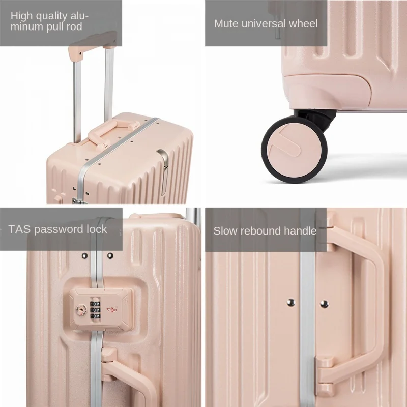 Large Capacity Aluminum Frame Men's Women Luggage Trolley Luggage High Aesthetic Lightweight Suitcase Password lock suitcase