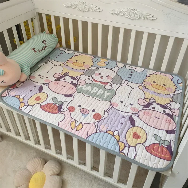 Washable Changing Mat Cartoon Newborn Waterproof Crib Pad Baby 5 Layers Portable Foldable Compact Urine Pad
