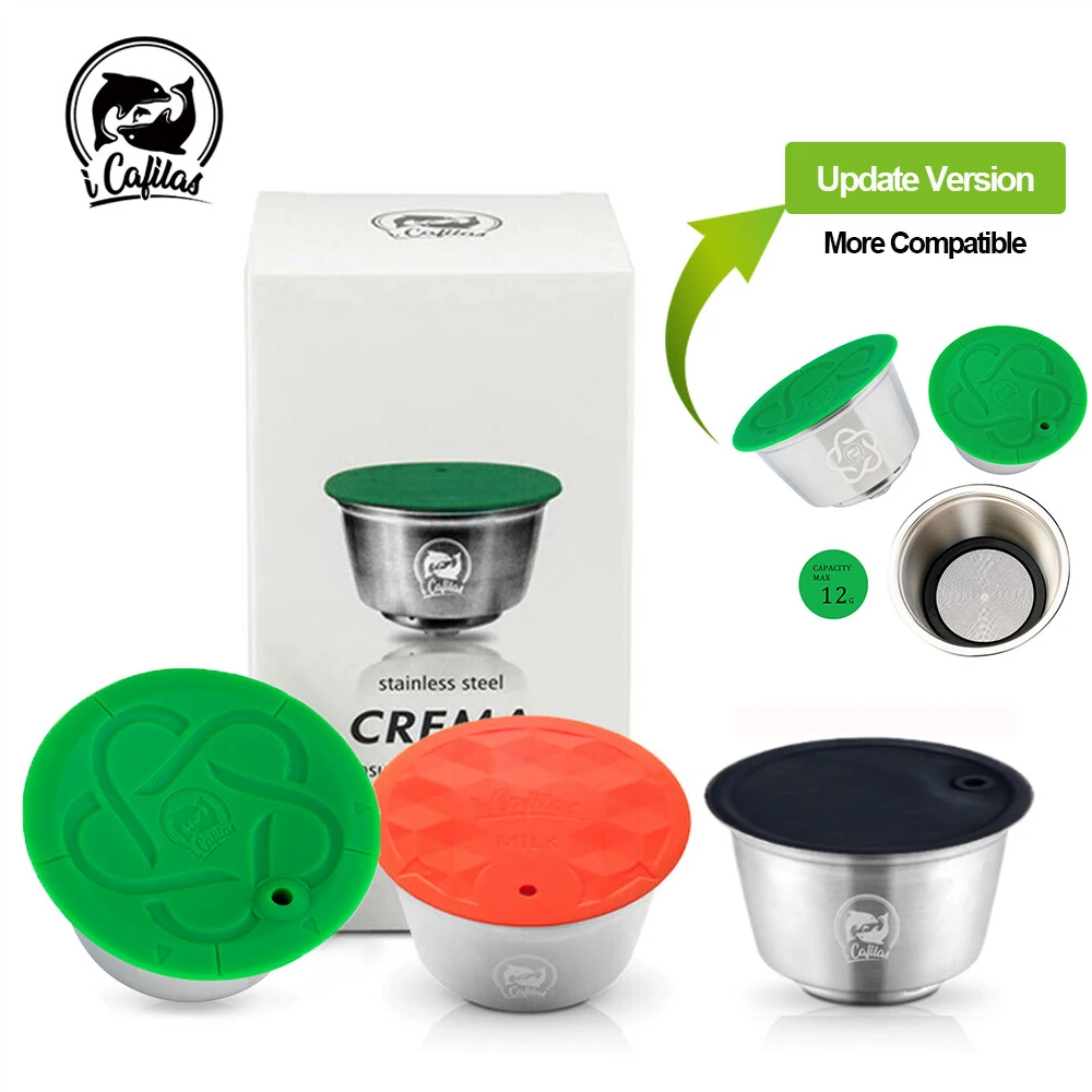 Icafilas Capsula Di Caffè Riutilizzabile Dolci Gusto Filtro Per Caffè E Latte In Acciaio Inossidabile Per Coperchio In Plastica Nescafe Dolce Gusto Ca