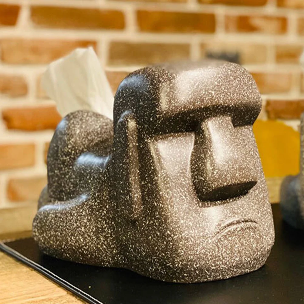 

Moai Tissue Box Cover Creative Tissue Holder Napkin Case for Kitchen Bathroom Bedroom