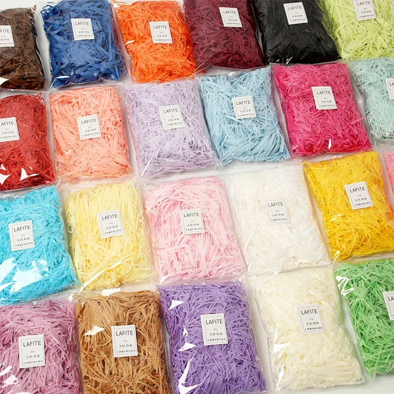 Gift Box Filler 100g Colorful Raffia Shredded Paper Confetti Candy Boxes DIY Gift Box Filling Material Tissue Party Gift Packaging
