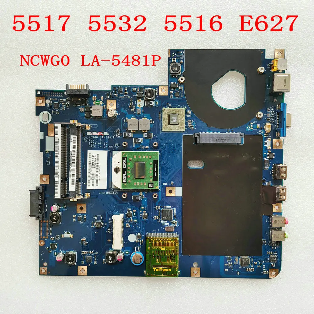 

For Acer aspire 5517 5532 5516 E627 Laptop Motherboard MBPGY02001 NCWG0 LA-5481P Motherboard DDR2 Free CPU LA-548