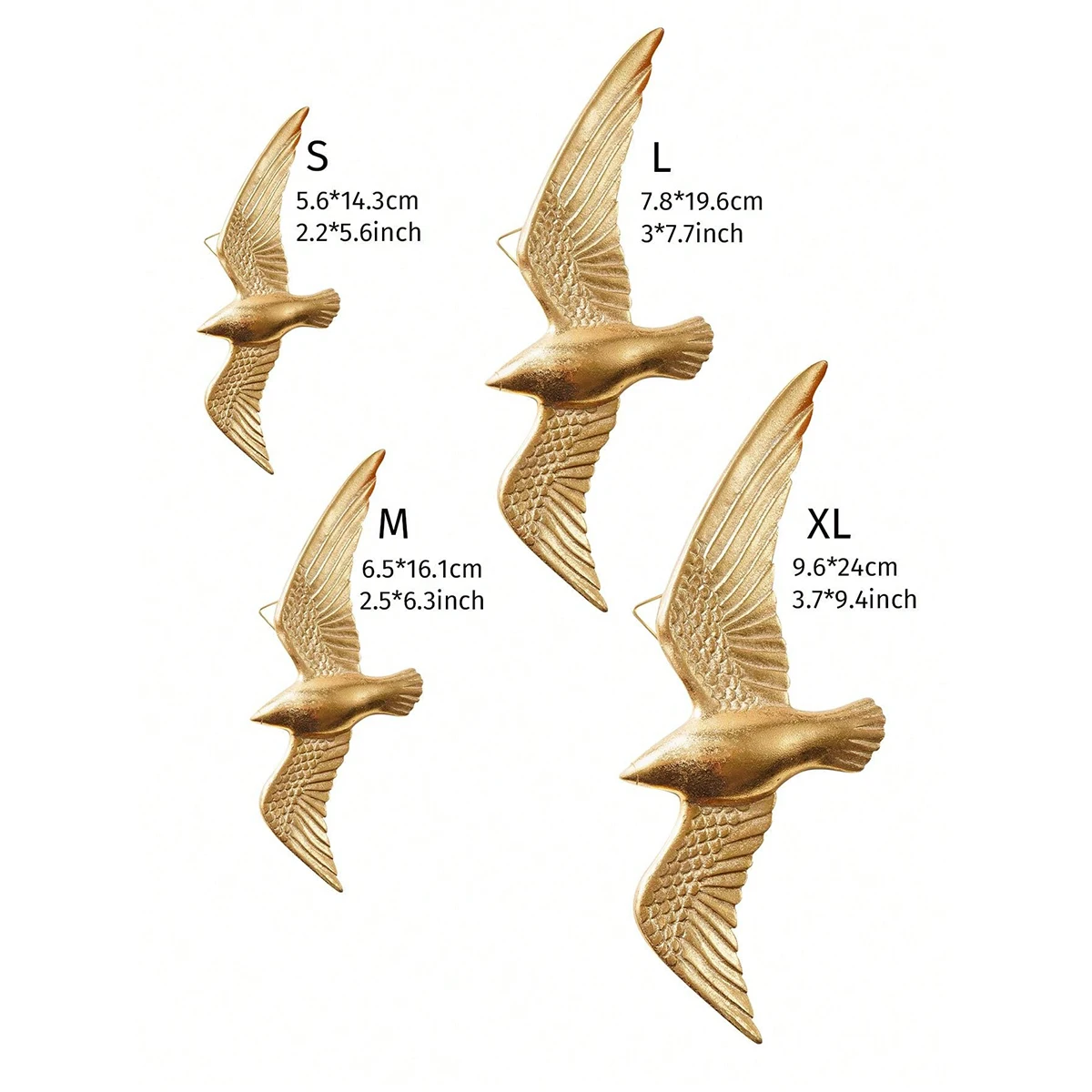 4PC, golden bird shape decorative wall hanging, suitable for living room, study, shop and celebration, party wall decoration