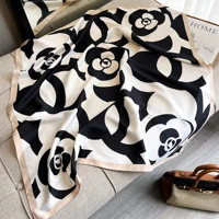 New 2024  Fashion Print Brand Scarves Twill Silk Square 90*90 Scarves Neckerchief Women Shawls Luxury Design Hijab Scarf 3