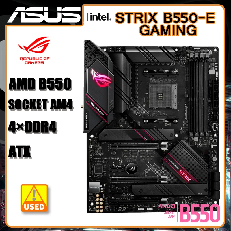B550 Scheda Madre Asus Rog Strix B550-E Gaming Per Ryzen 5 5600 Cpu Socket Am4 4 × Ddr4 128Gb Usb3.2 Atx