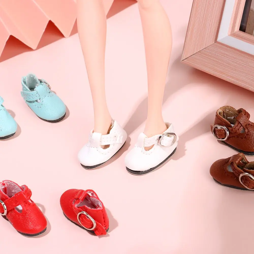 2.8*1.2cm Multicolor Doll Shoes for 1/6 Blythes Doll Mini PU Leather Sandals Toy Princess Doll Wear Shoes Doll Accessories