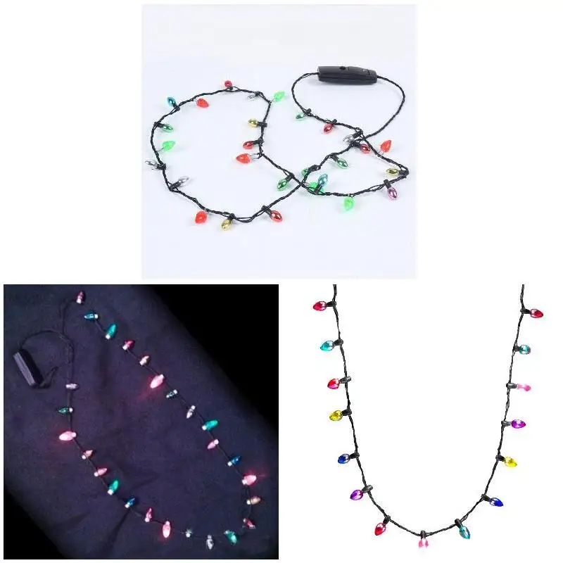 

1 Pcs Mini Flashing Light-up Blinking Christmas Lights Costume Necklace 8 LED Bulbs