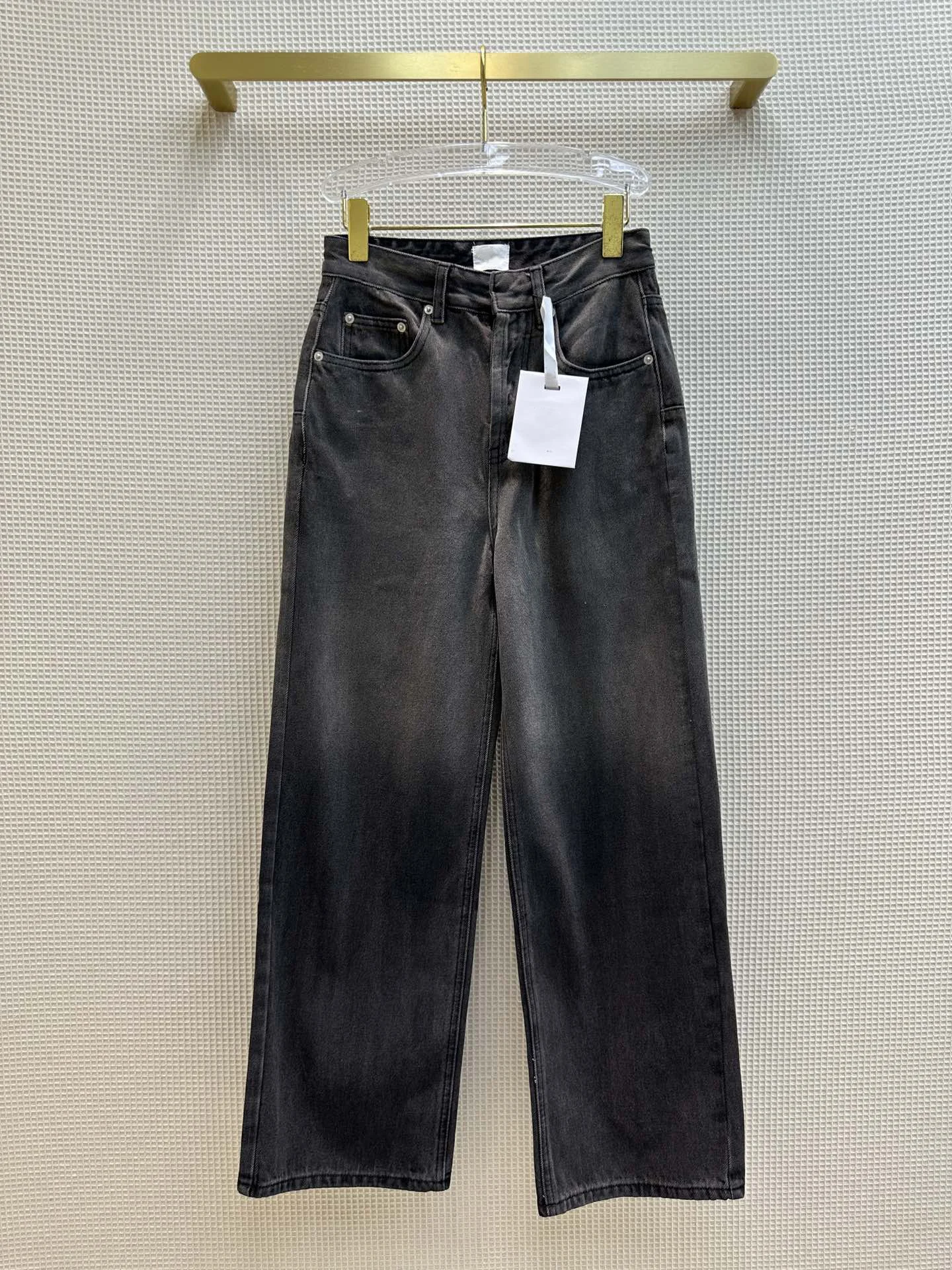 

202323 Early fall new gradient gray high-waisted straight leg jeans high-waisted design8.2