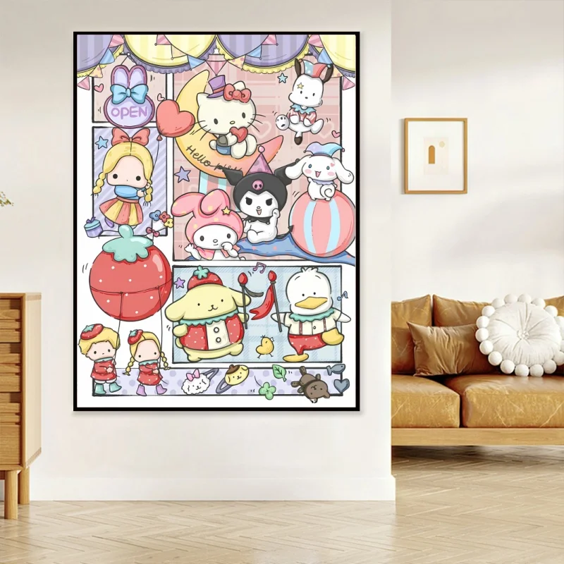 

Anime Character Pictures Sanrio Hellokittys Wall Decoration Modern Living Room Children's Bedroom Decor High Quality Art