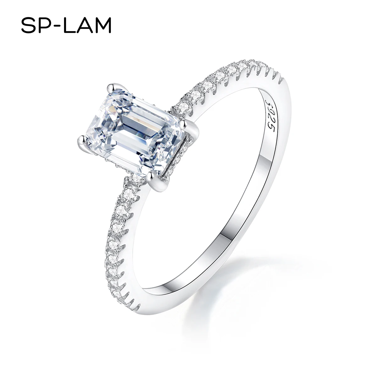 

Moissanite Ring Eternity 925 Sterling Silver Wedding Band Emerald Cut Luxury Lab Diamond With GRA Certificate Finger Rings 1CT