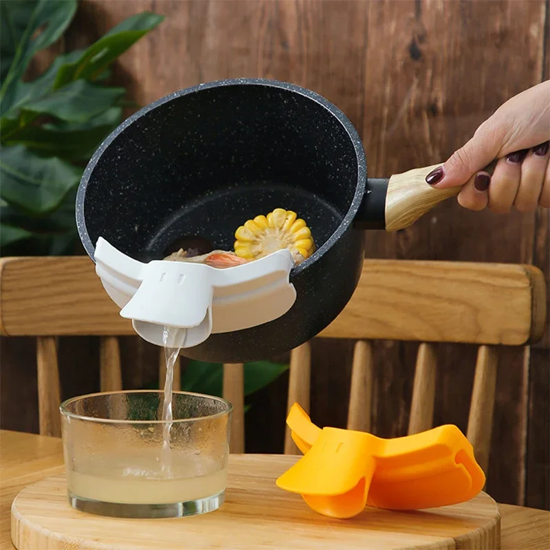 1pc-Silicone Duckbill Drainer Clip – Secure Soup & Pasta Pouring Nozzle, Heat-Resistant & Food-Grade Pot Accessory for Kitchen