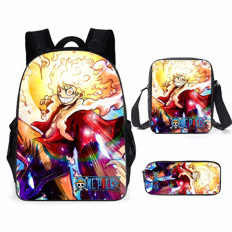 

Набор из 3 предметов, рюкзак Luffy gear 5, школьные ранцы для мальчиков-подростков, Детский рюкзак, сумка для косплея, пенал