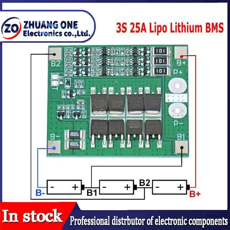 Защитная плата 3S 25A Li-Ion 18650 BMS PCM для аккумулятора, BMS PCM с балансировкой для модуля аккумулятора li-ion Lipo DIY