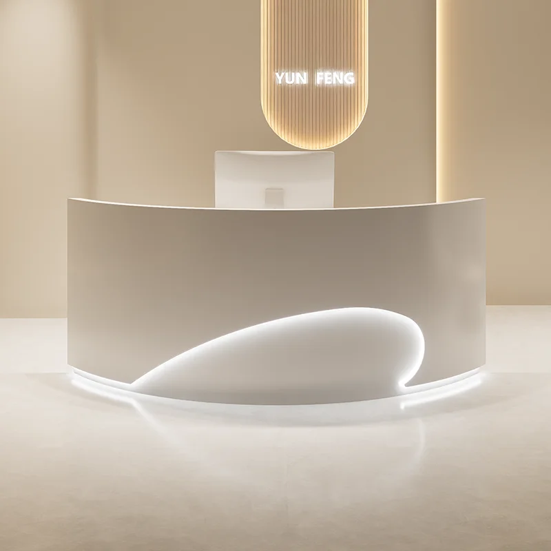 Modern Reception Desk Beauty Salon Church Display Podium Stand Design Size Mostrador Negocio