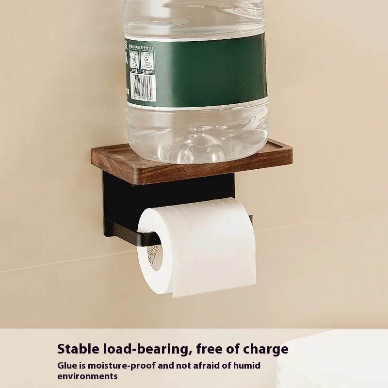 Walnut toilet paper storage rack toilet paper holder solid wood roll holder creative tissue without punching holes