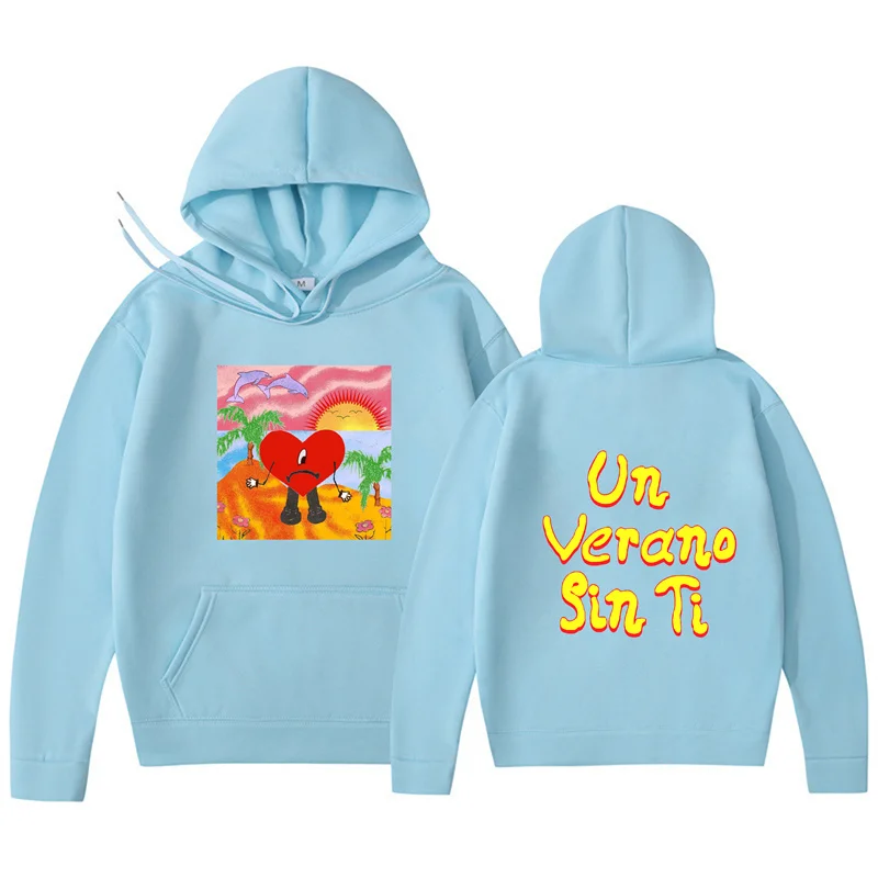 Streetwear Funny Bad Bunny Women Hoodies Un Verano Sin Ti Print Men Woman Hooded Pullover Unisex Tracksuit Clothes Sweatshirts