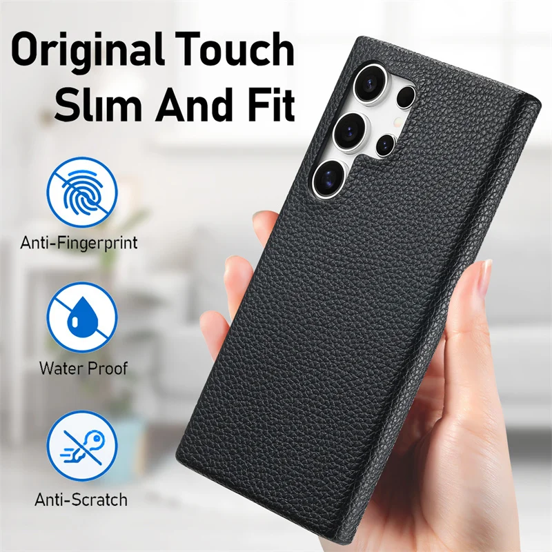Luxury Soft Lychee Pattern Leather Shockproof Bumper Case