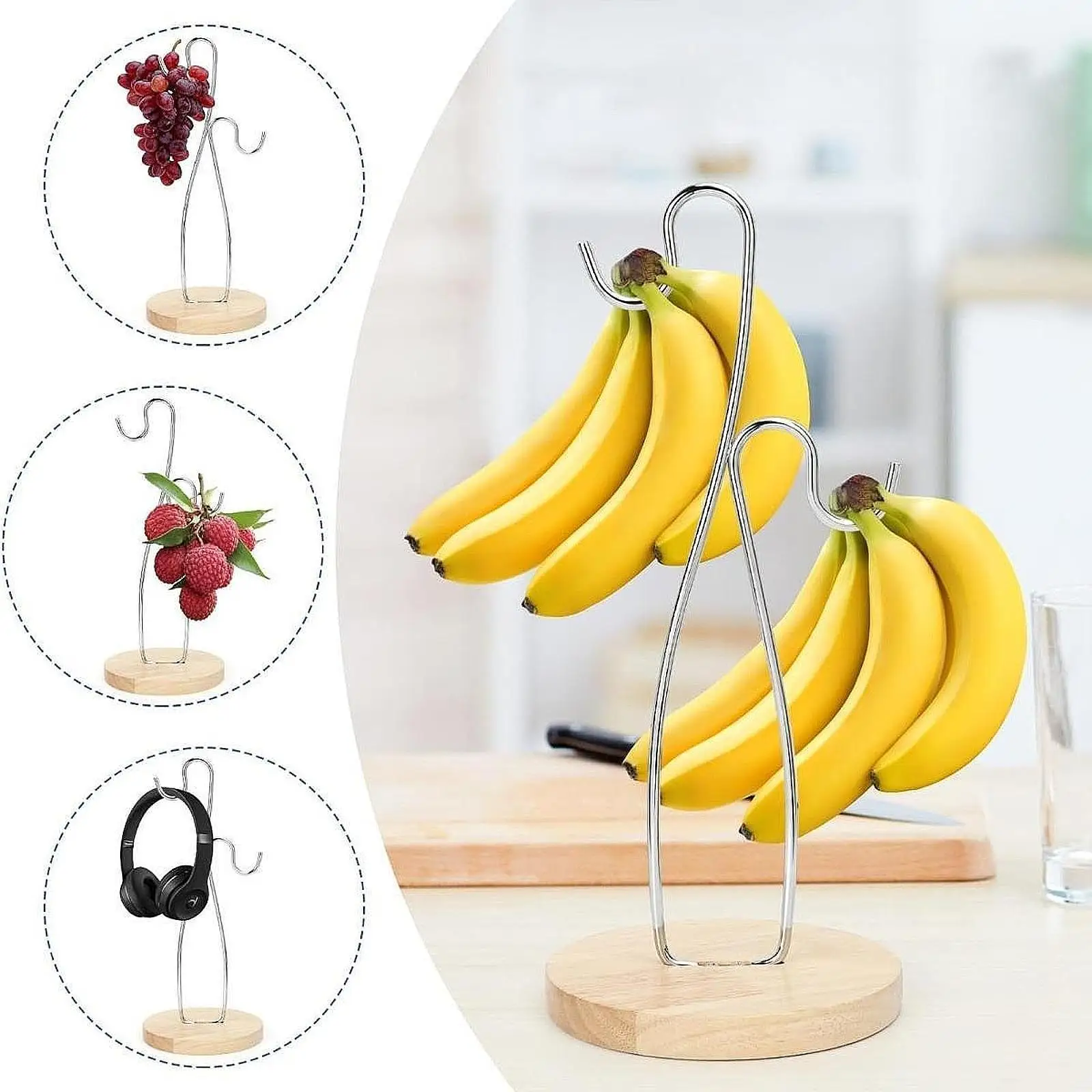 Banana Holder Banana Tree Sturdy Keep Bananas Fresh Storage Display Modern Banana Hanger Banana Hook for Kitchen Counter Home