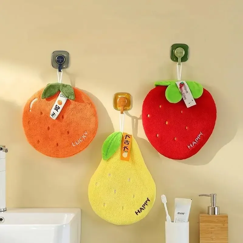 Thickened Coral Fleece Hand Towel Absorbent Hanging Kitchen Towel Lazy Style Soft Towel for Home Kids' Friendly