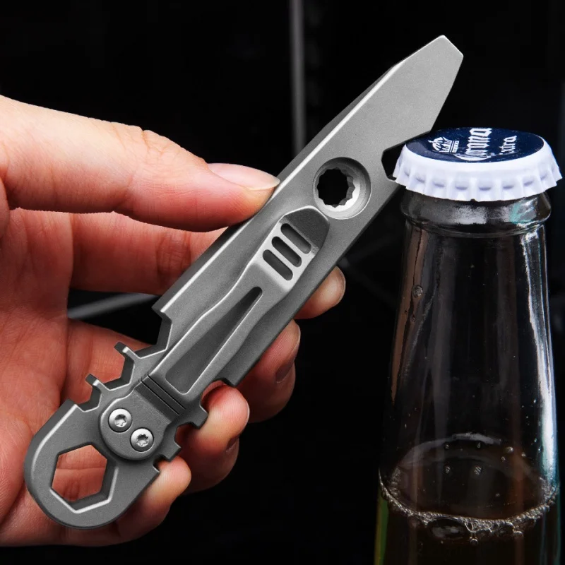 

Multifunctional Titanium Alloy Crowbar Hexagon Wrench Phillips Straight Screwdriver Bottle Opener Clip Self Defense EDC Tools