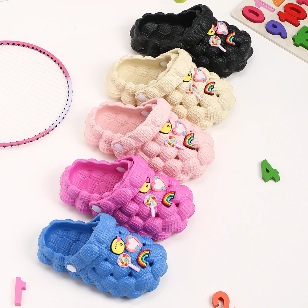 Summer kid Sandals Bubble Ball Slippers Anti-Slip Thick Soft Platform Slide Sandals for Girl Boy DIY Outdoor Fashion Beach Shoes 2