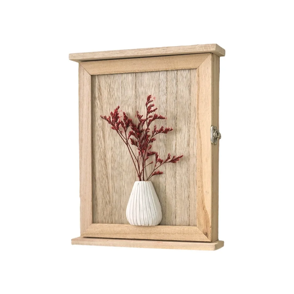 Rustic Vintage Wooden Wall-Mounted Decorative Key Organizer and Entryway Storage Box